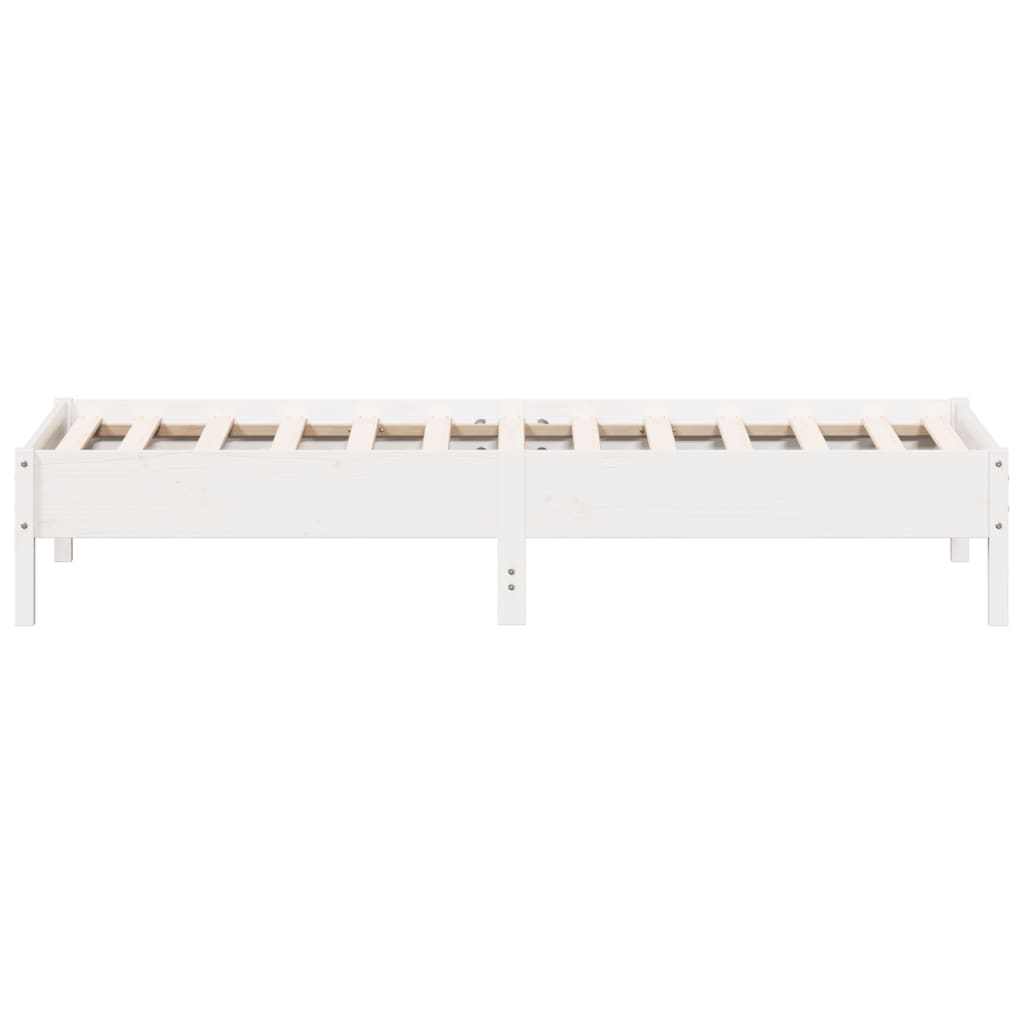 Bed frame without mattress white 100x200 cm solid pine wood