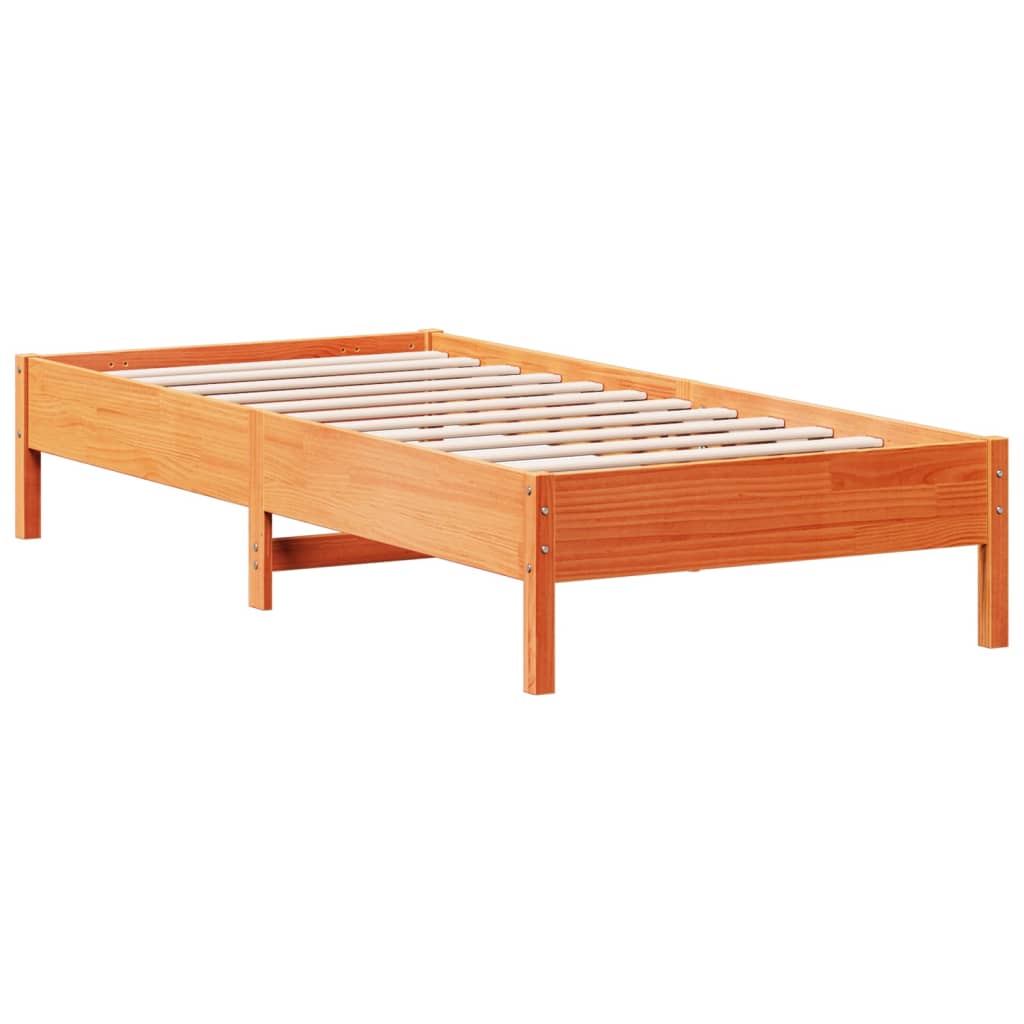 Cadre de lit sans matelas cire marron 100x200cm bois pin massif