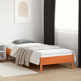 Bed frame without mattress brown wax 100x200cm solid pine wood