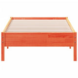 Bed frame without mattress brown wax 100x200cm solid pine wood