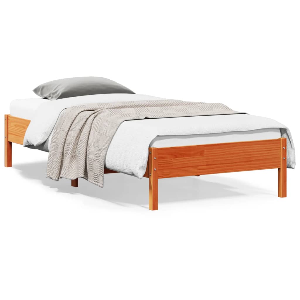 Cadre de lit sans matelas cire marron 100x200cm bois pin massif