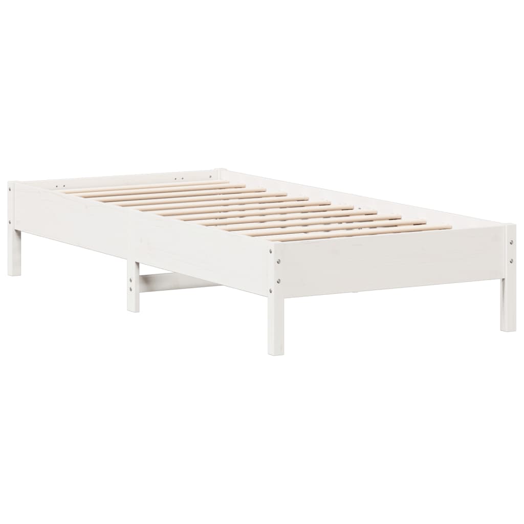 Cadre de lit sans matelas blanc 90x200 cm bois de pin massif