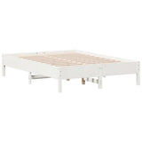 Bed frame without white mattress 140x190 cm solid pine wood