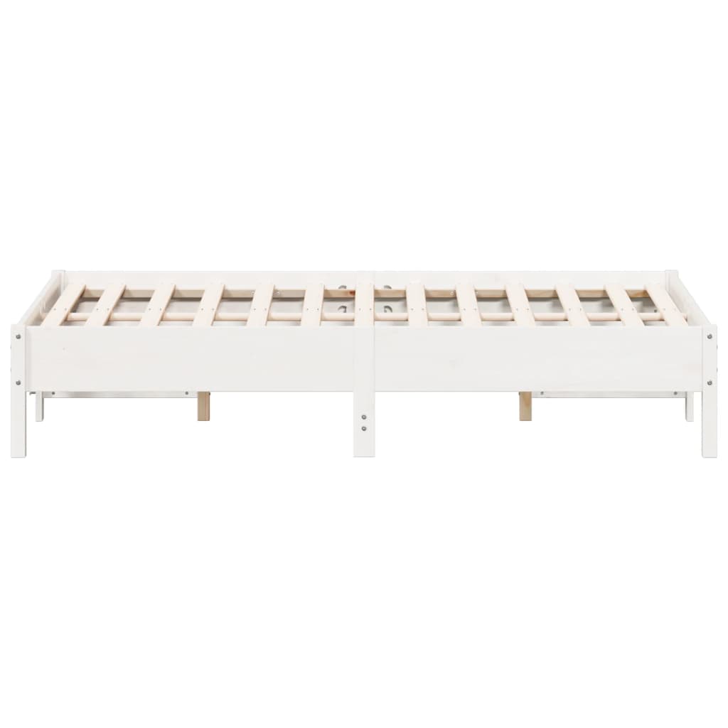 Bed frame without white mattress 140x190 cm solid pine wood