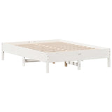 Bed frame without white mattress 140x190 cm solid pine wood