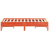 Bed frame without mattress brown wax 140x190cm solid pine wood