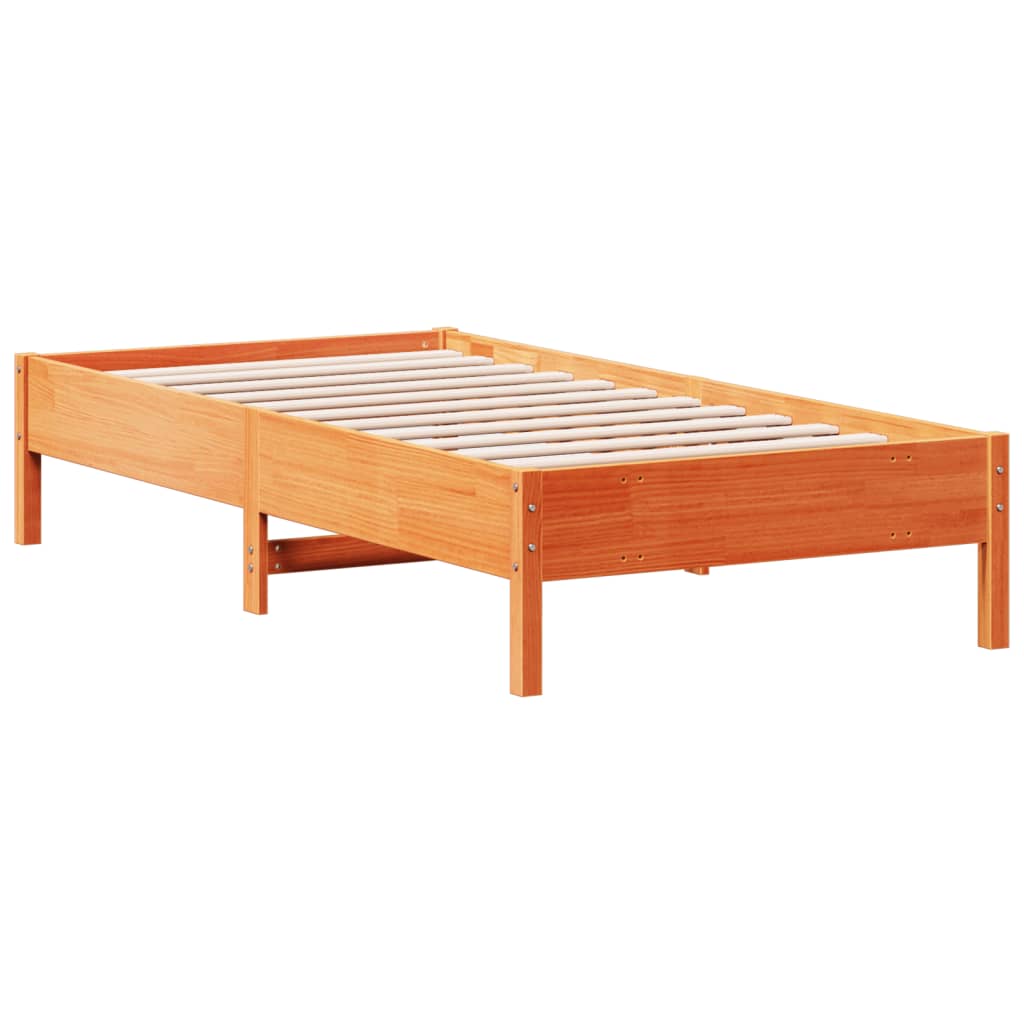 Bed frame without mattress brown wax 90x190 cm solid pine wood