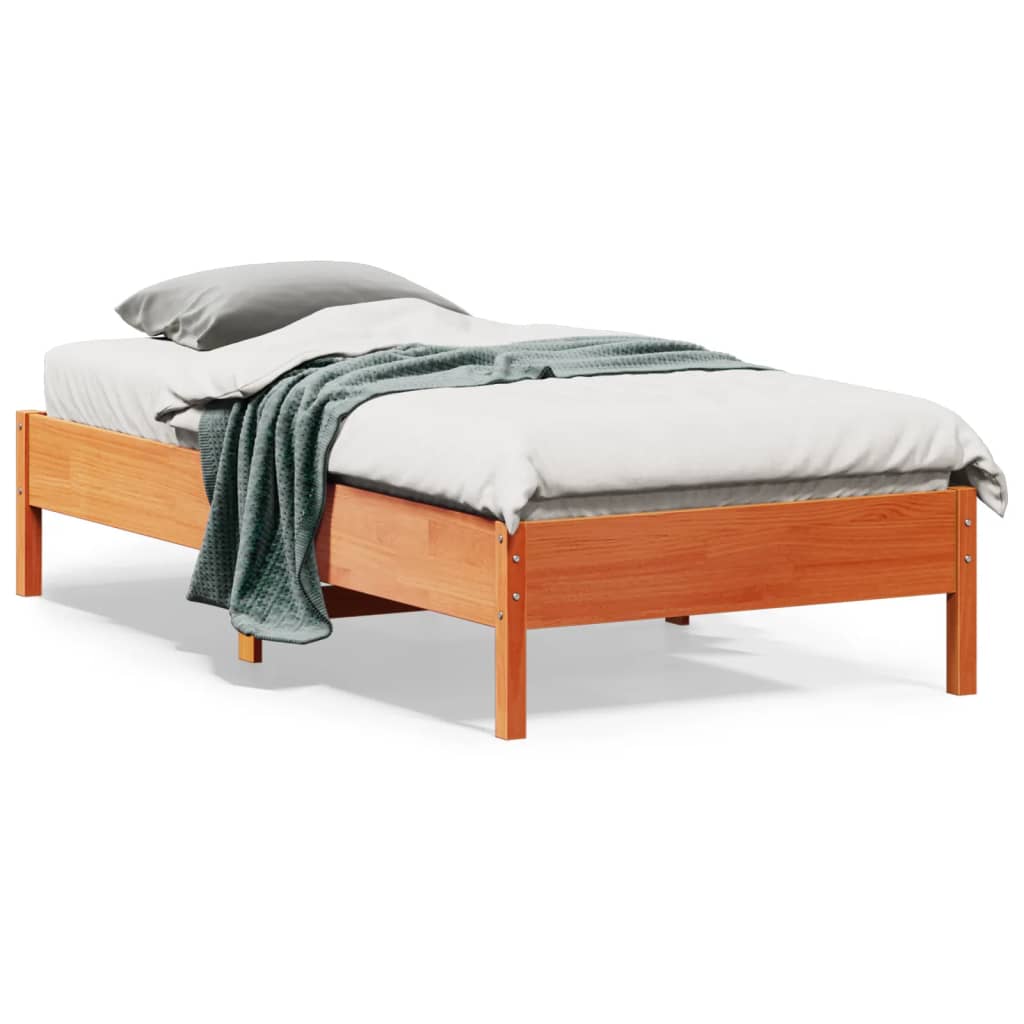 Cadre de lit sans matelas cire marron 90x190 cm bois pin massif