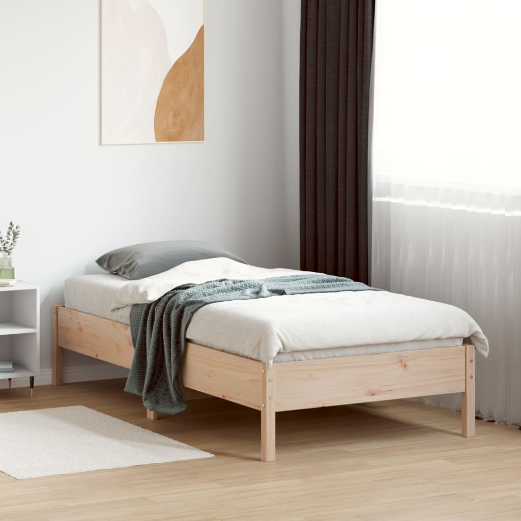 Cadre de lit sans matelas 75x190 cm bois de pin massif