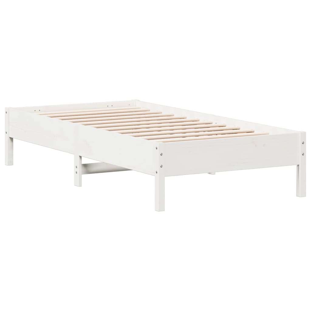 Cadre de lit sans matelas blanc 75x190 cm bois de pin massif