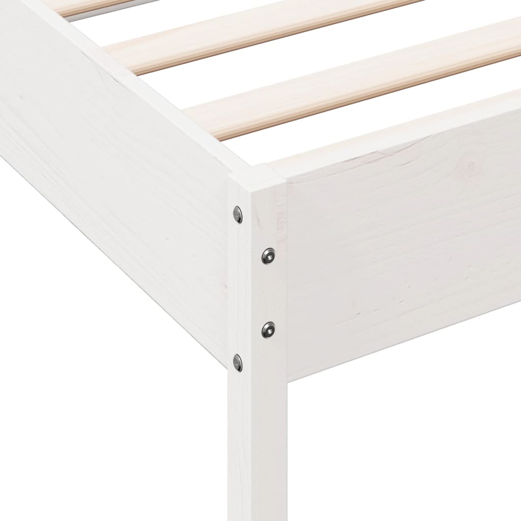 Cadre de lit sans matelas blanc 75x190 cm bois de pin massif