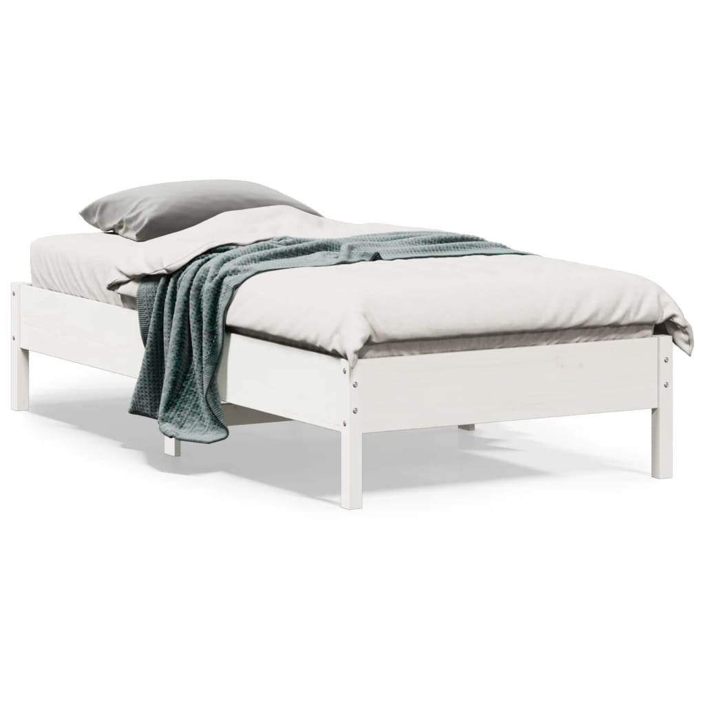 Cadre de lit sans matelas blanc 75x190 cm bois de pin massif