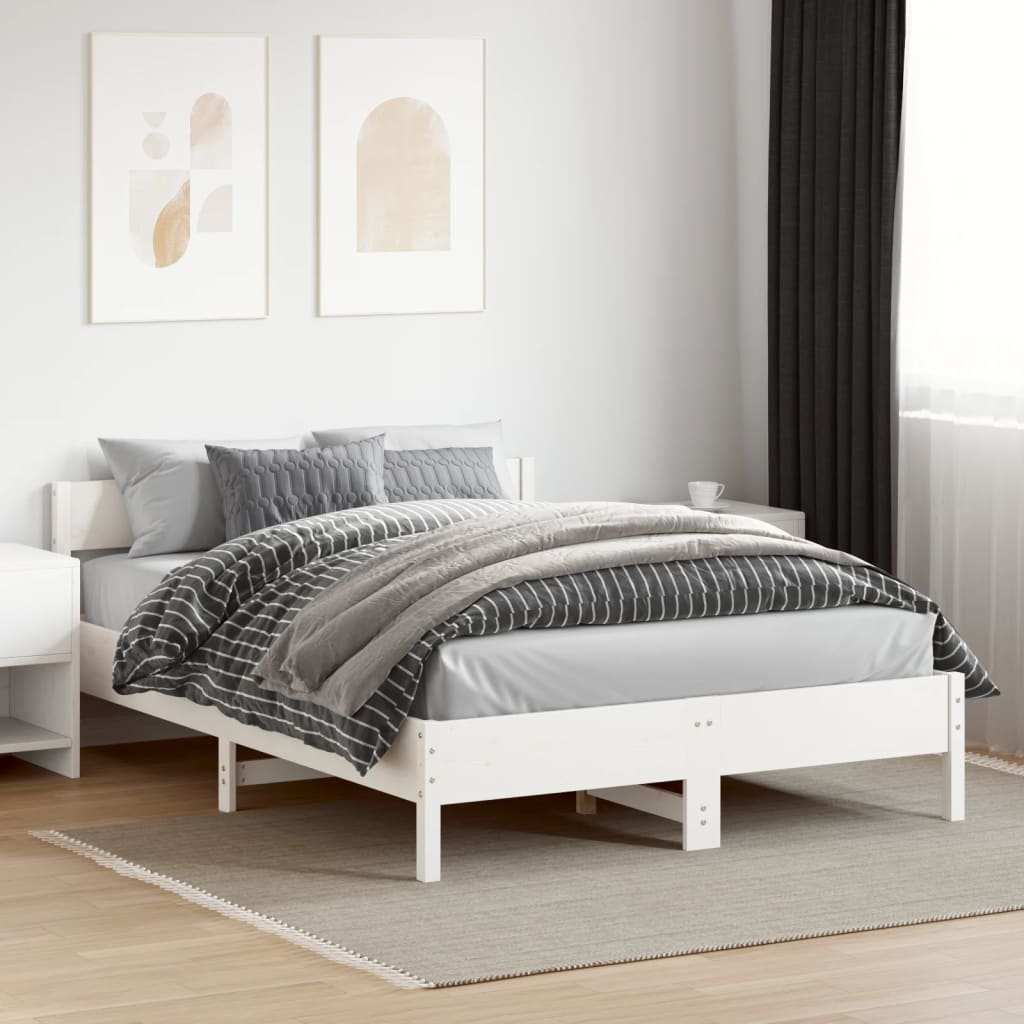 Bed frame without mattress white 160x200 cm solid pine wood