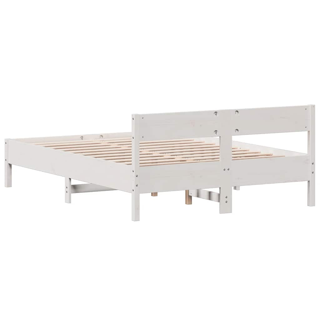 Bed frame without mattress white 160x200 cm solid pine wood