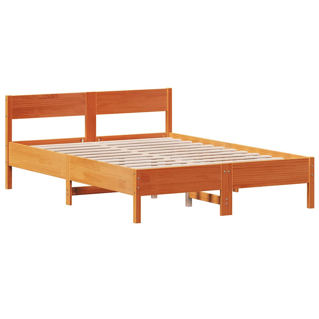 Cadre de lit sans matelas cire marron 160x200cm bois pin massif