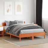 Bed frame without mattress brown wax 160x200cm solid pine wood