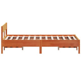 Bed frame without mattress brown wax 160x200cm solid pine wood