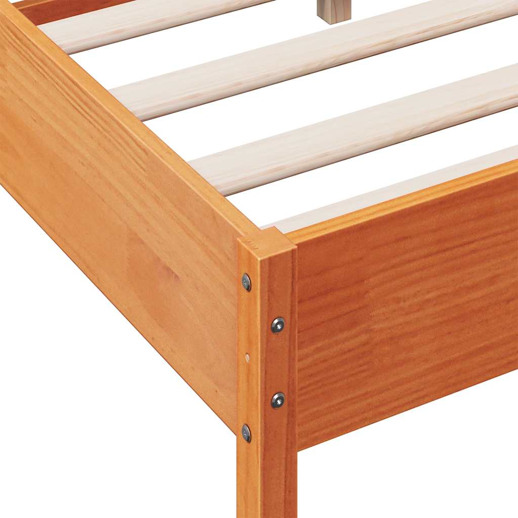 Bed frame without mattress brown wax 160x200cm solid pine wood