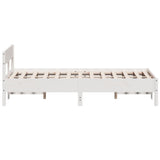 Bed frame without mattress white 150x200 cm solid pine wood