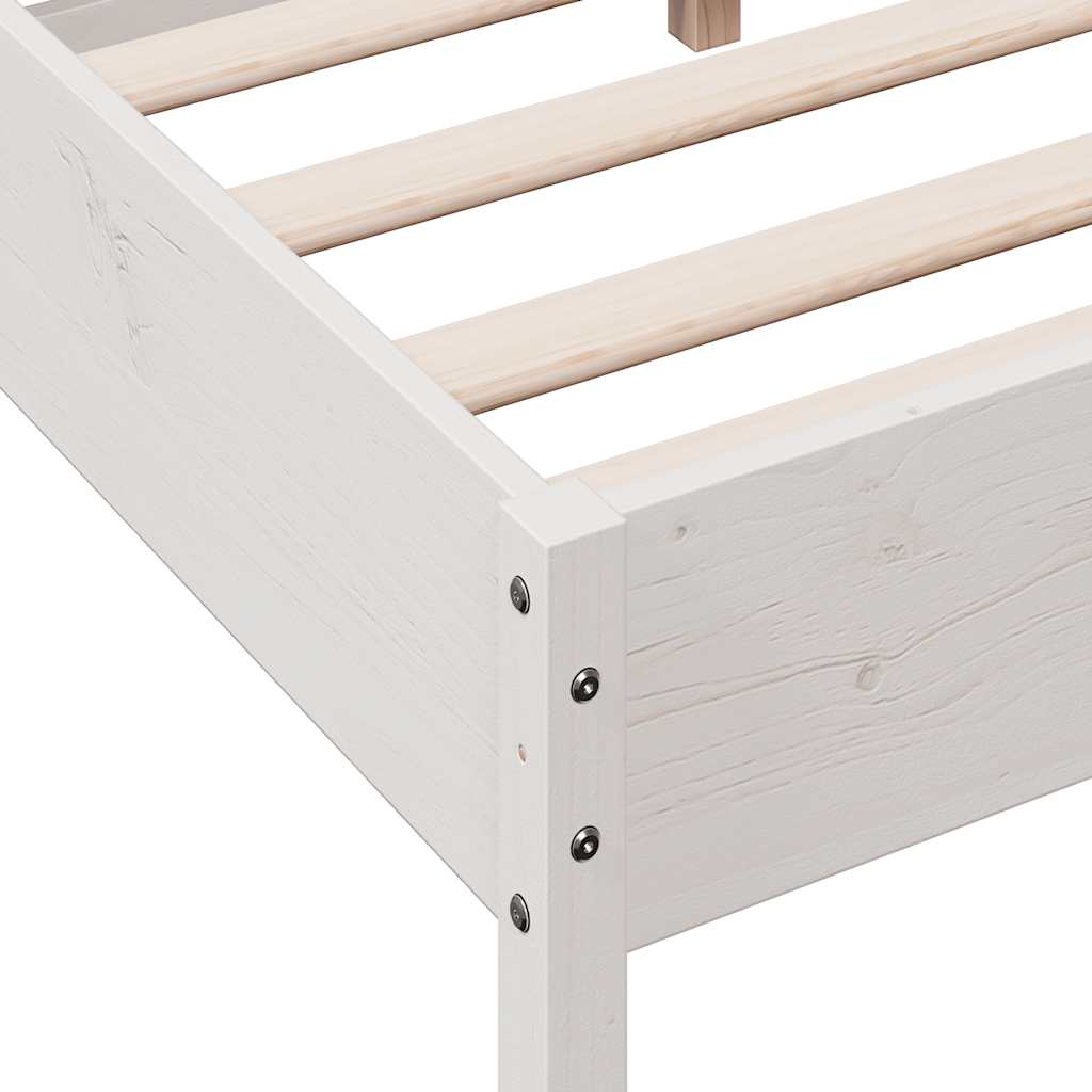 Bed frame without mattress white 150x200 cm solid pine wood