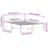 Bettgestell ohne Matratze, braunes Wachs, 150 x 200 cm, massives Kiefernholz