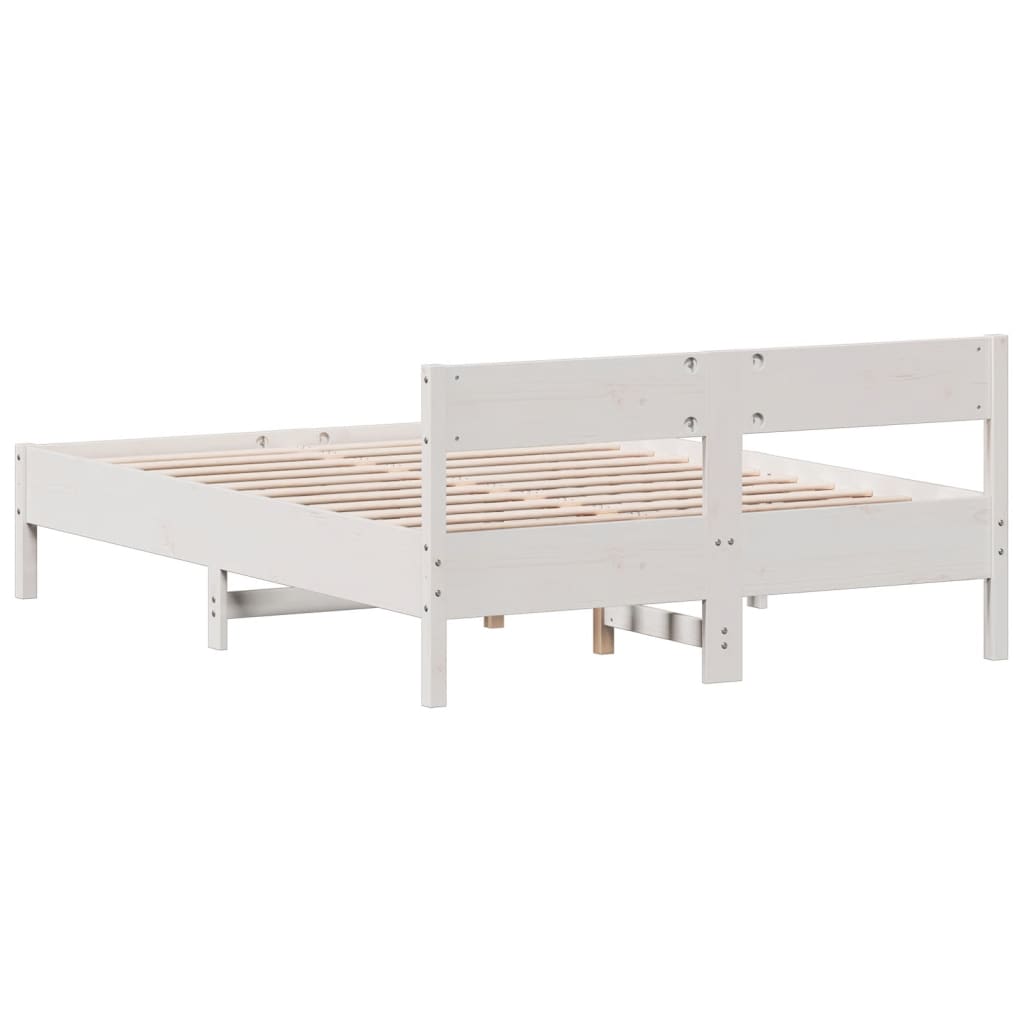 Bed frame without mattress white 140x200 cm solid pine wood