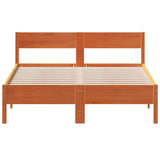 Bed frame without mattress brown wax 140x200cm solid pine wood