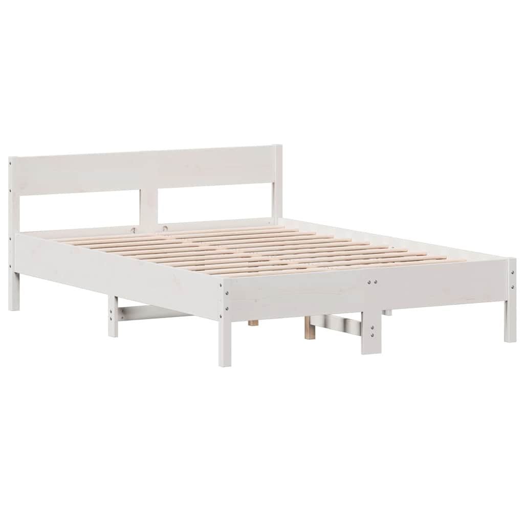 Cadre de lit sans matelas blanc 120x200 cm bois de pin massif