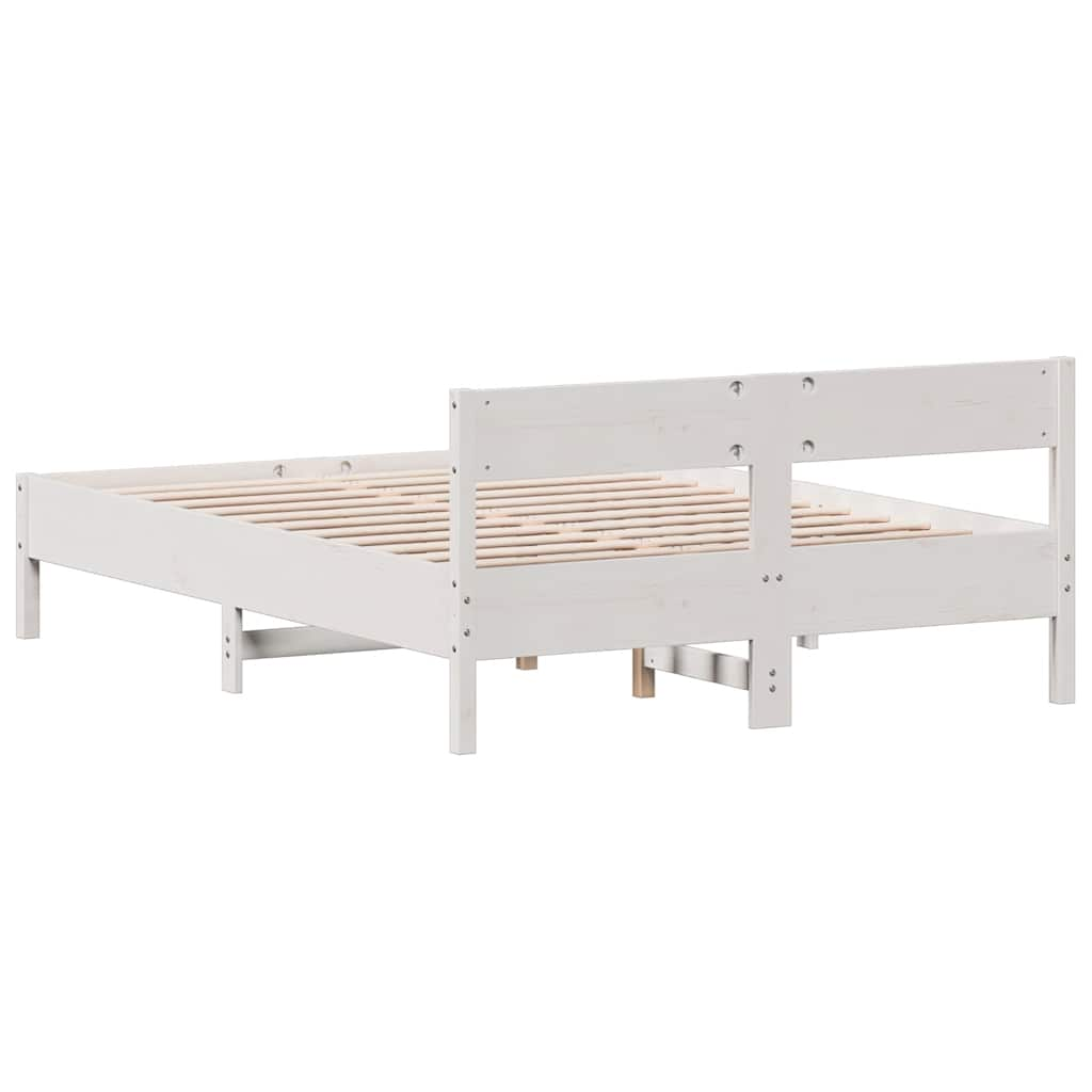 Cadre de lit sans matelas blanc 120x200 cm bois de pin massif