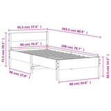 Bettgestell ohne Matratze 90x200 cm aus massivem Kiefernholz