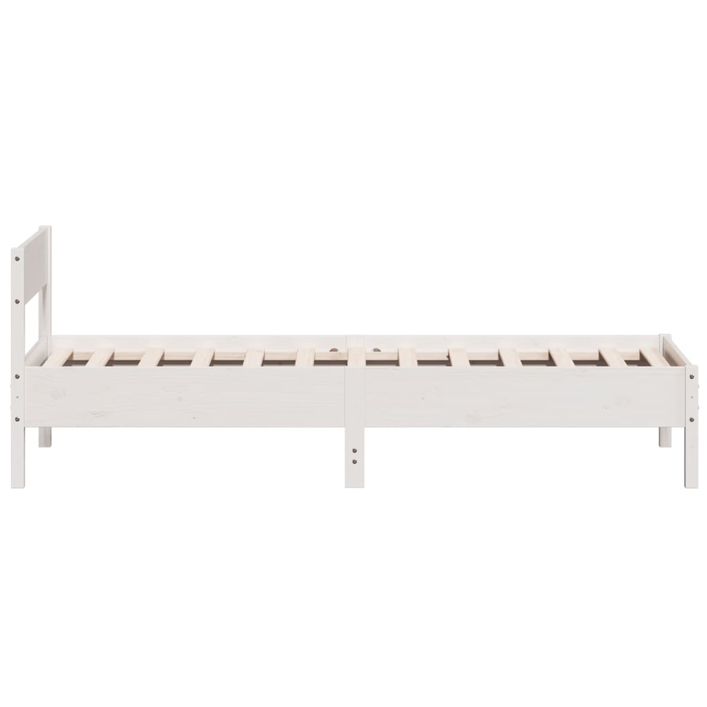 Bed frame without mattress white 90x200 cm solid pine wood