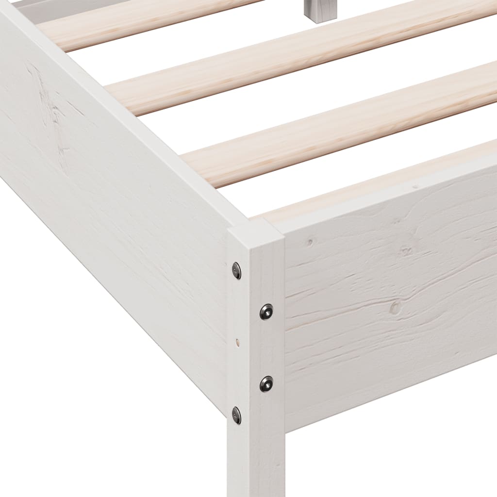 Bed frame without mattress white 90x200 cm solid pine wood