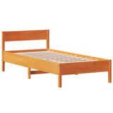 Cadre de lit sans matelas cire marron 90x200 cm bois pin massif