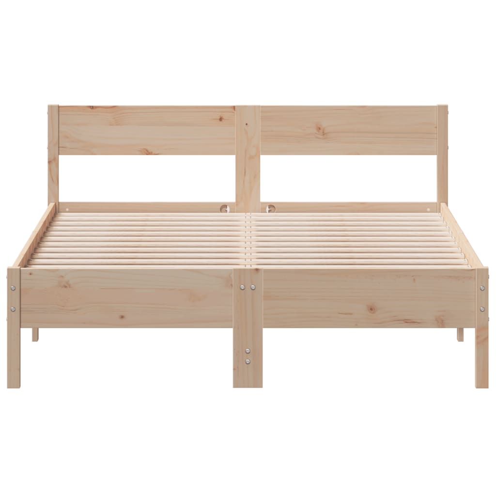 Bed frame without mattress 135x190 cm solid pine wood