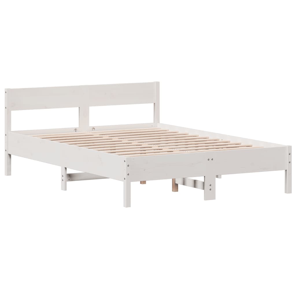 Cadre de lit sans matelas blanc 135x190 cm bois de pin massif