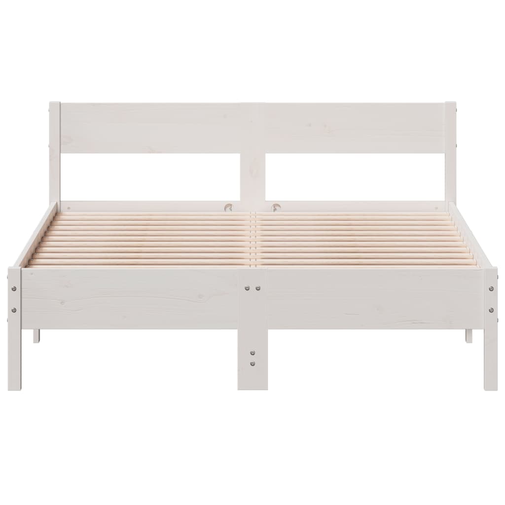 Cadre de lit sans matelas blanc 135x190 cm bois de pin massif