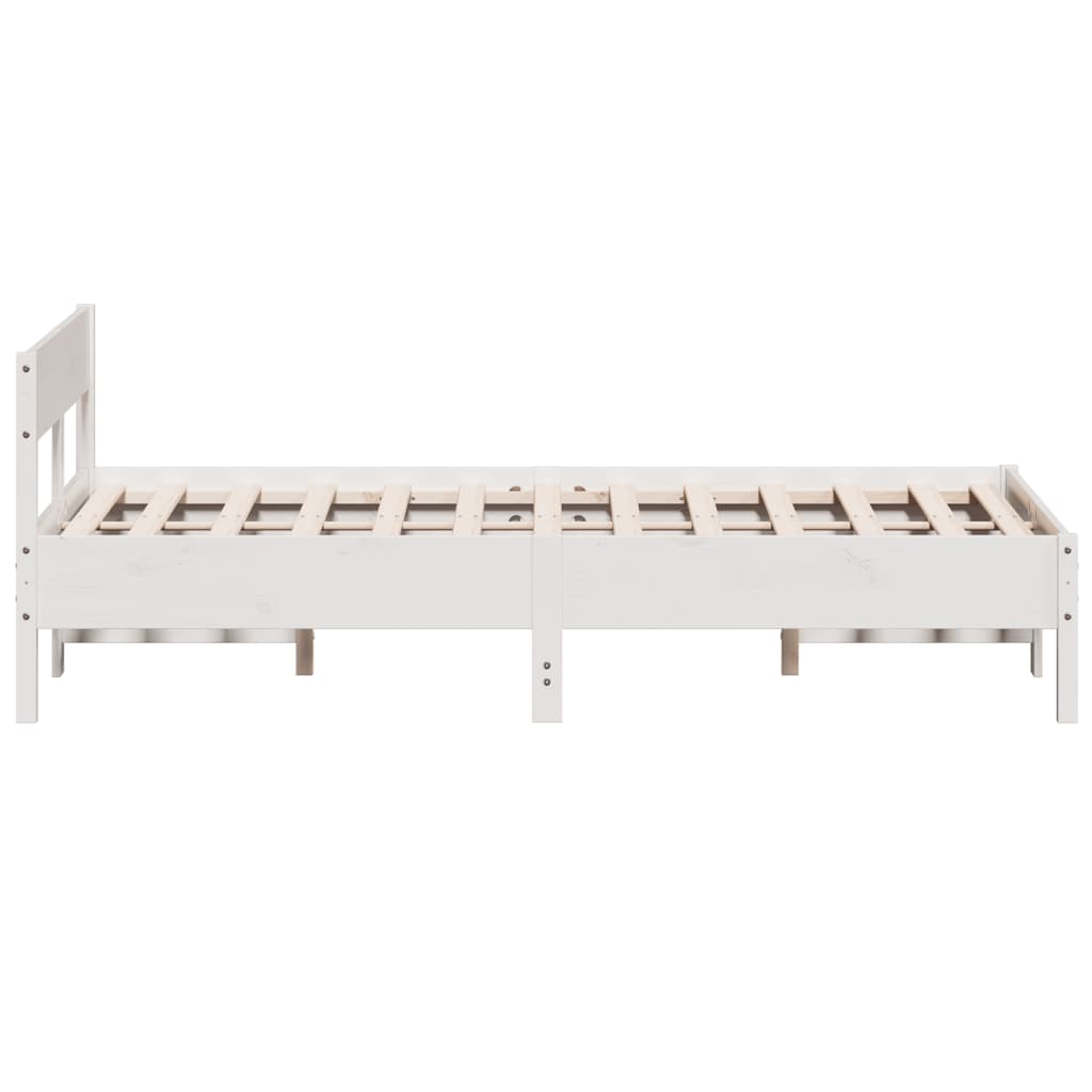 Cadre de lit sans matelas blanc 135x190 cm bois de pin massif