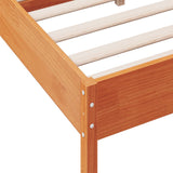 Bed frame without mattress brown wax 120x190cm solid pine wood