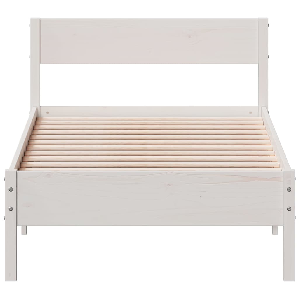 Cadre de lit sans matelas blanc 90x190 cm bois de pin massif