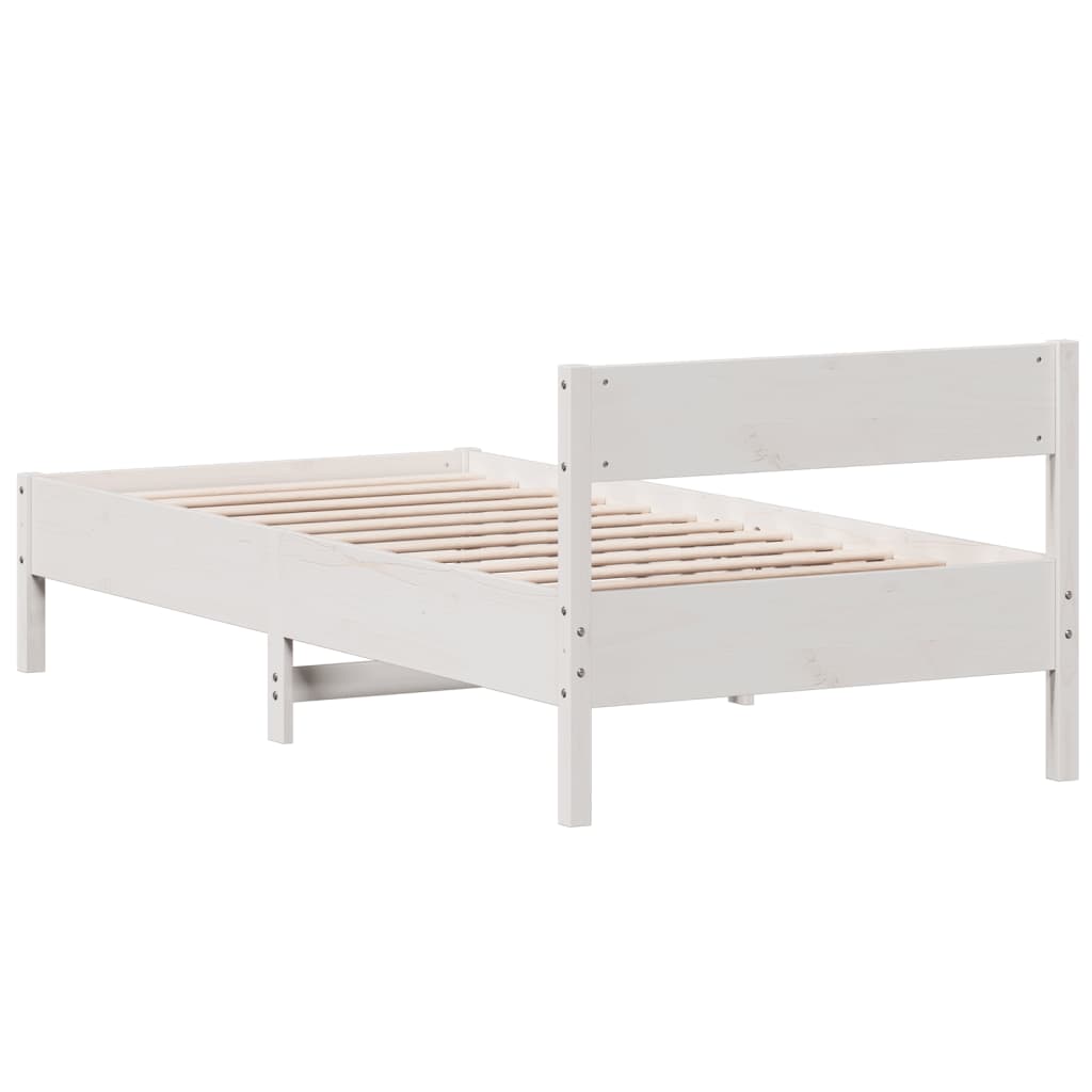 Cadre de lit sans matelas blanc 90x190 cm bois de pin massif