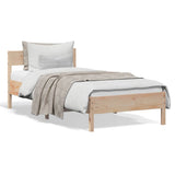 Bed frame without mattress 75x190 cm solid pine wood