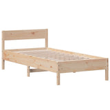 Bed frame without mattress 75x190 cm solid pine wood