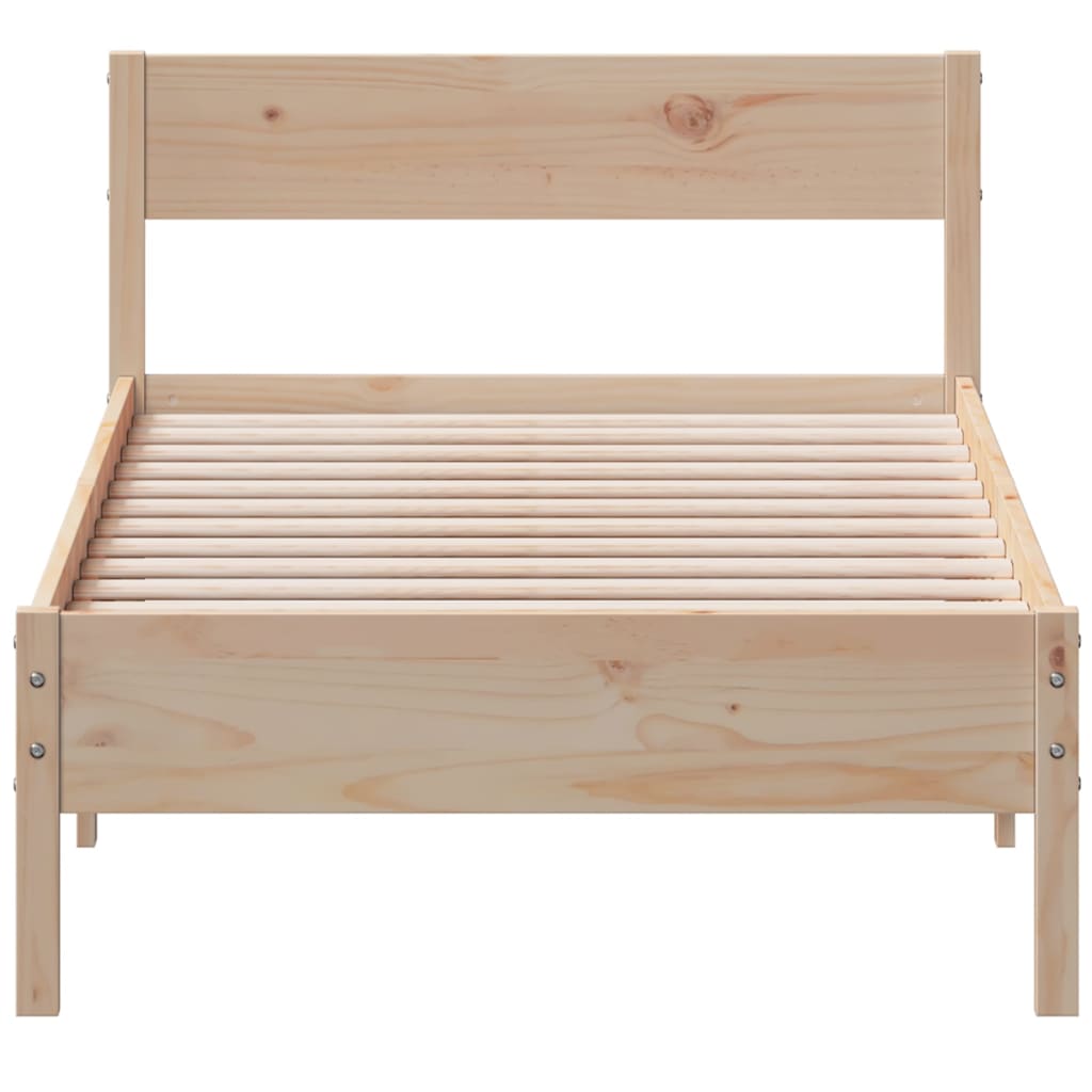 Bed frame without mattress 75x190 cm solid pine wood