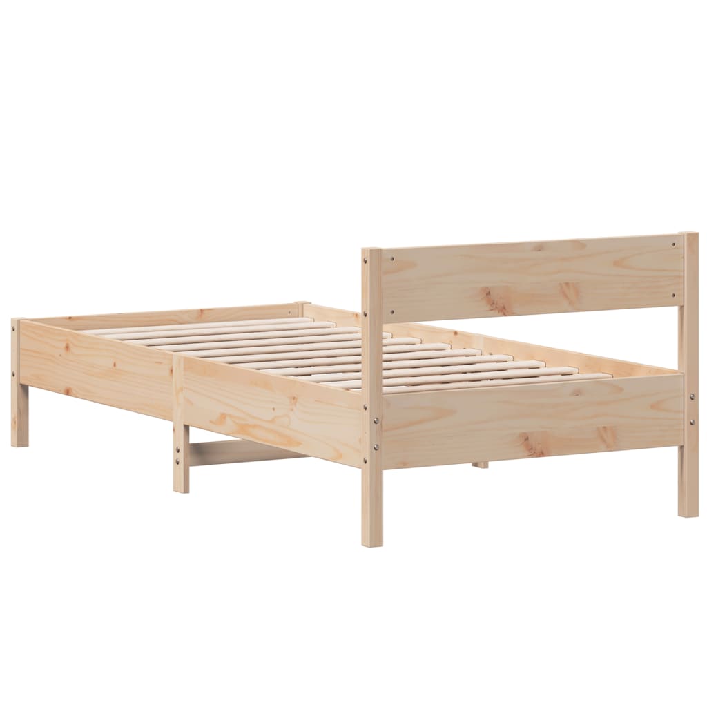 Bed frame without mattress 75x190 cm solid pine wood