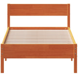 Cadre de lit sans matelas cire marron 75x190 cm bois pin massif