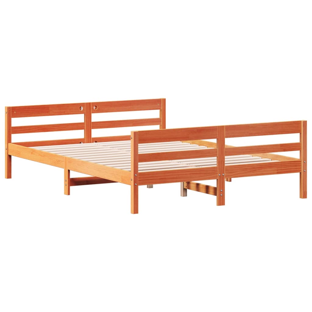 Cadre de lit sans matelas cire marron 140x200cm bois pin massif