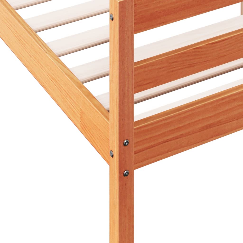 Bed frame without mattress brown wax 140x200cm solid pine wood