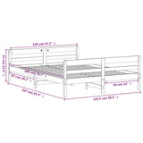 Bettgestell ohne Matratze, braunes Wachs, 120 x 200 cm, massives Kiefernholz