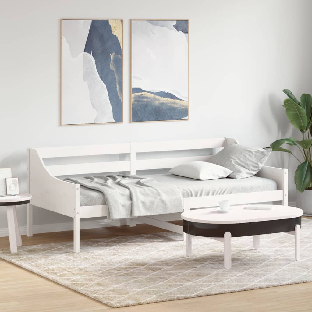 Lit de jour sans matelas blanc 90x200 cm bois de pin massif