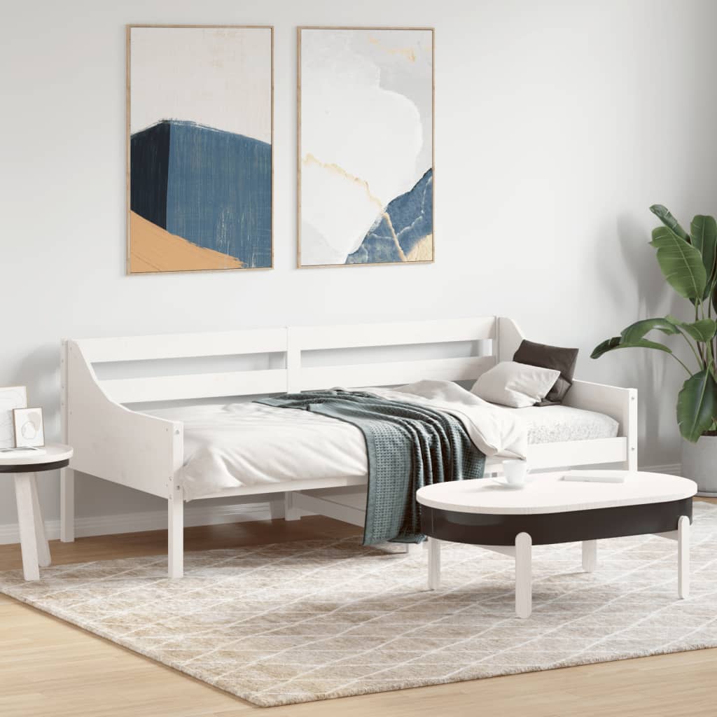 Lit de jour sans matelas blanc 75x190 cm bois de pin massif